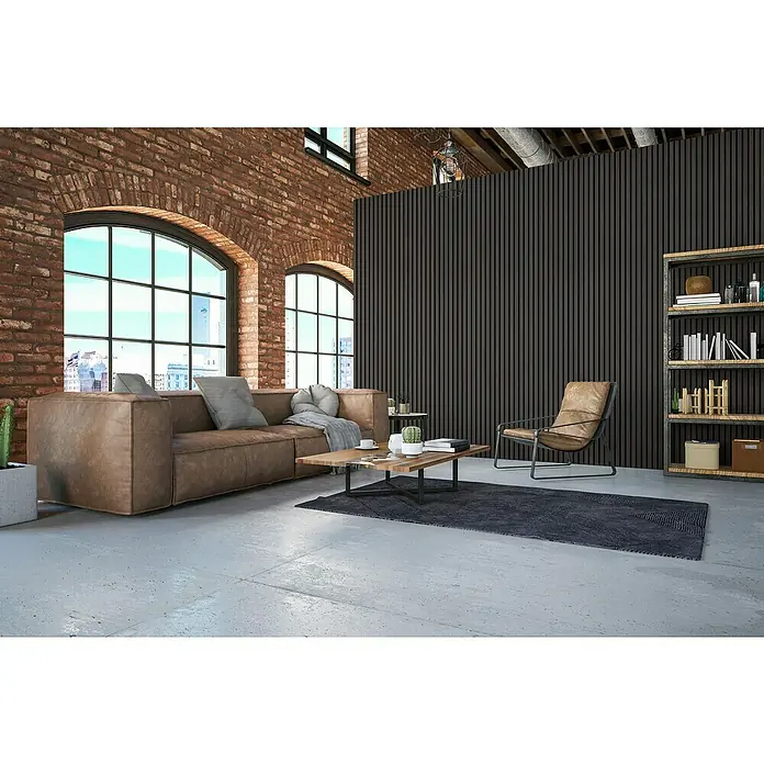 FibroTech Akustikpaneel Basic - Black Oak, 2.440 x 605 x 22 mm, 1 Paneel - Stimmungsaufnahme