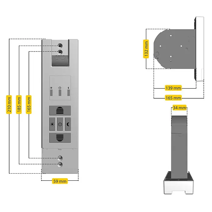 Schellenberg Funk-Rollladen-Gurtwickler Rollo Drive 65 Premium - Zugkraft: 45 kg, Gurtbreite: 21 mm - 23 mm, Unterputz - Skizze