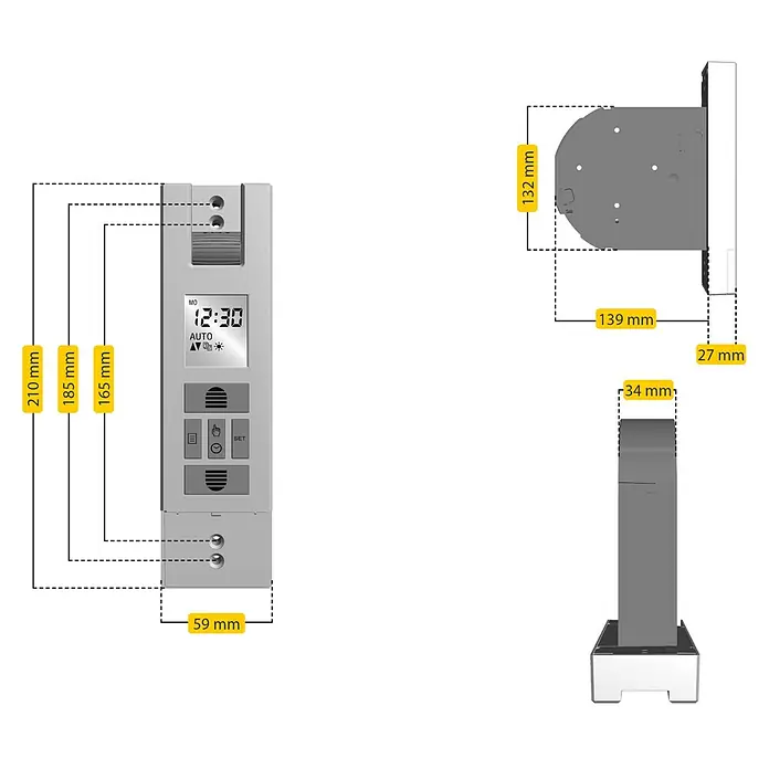 Schellenberg Rollladen-Gurtwickler Rollo Drive 65 Plus - Zugkraft: 45 kg, Gurtbreite: 23 mm, Unterputz - Skizze