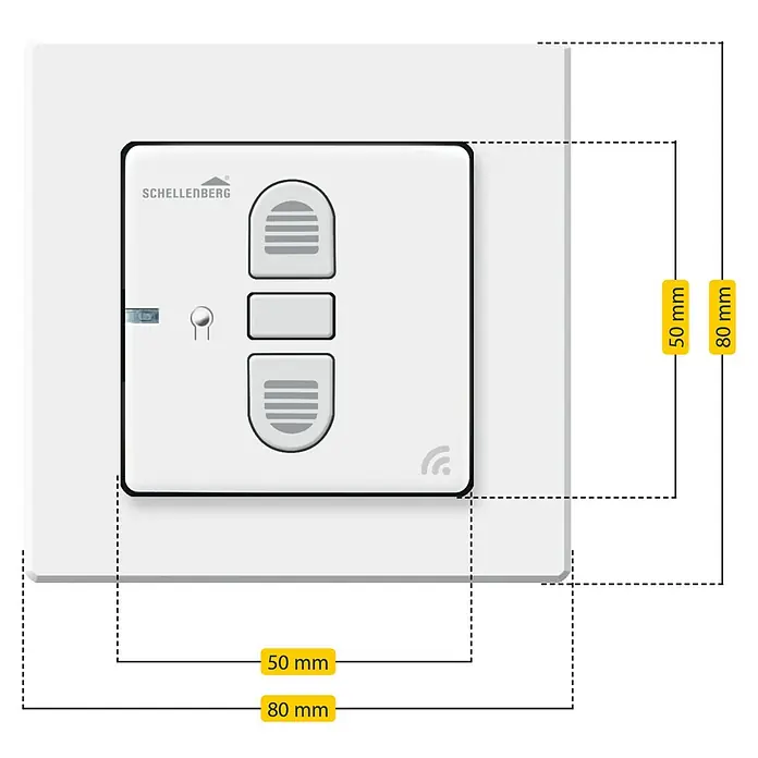 Schellenberg Smart Home Funk-Empfangsschalter - 80 x 80 x 40 mm, Weiß, Unterputzmontage - Skizze