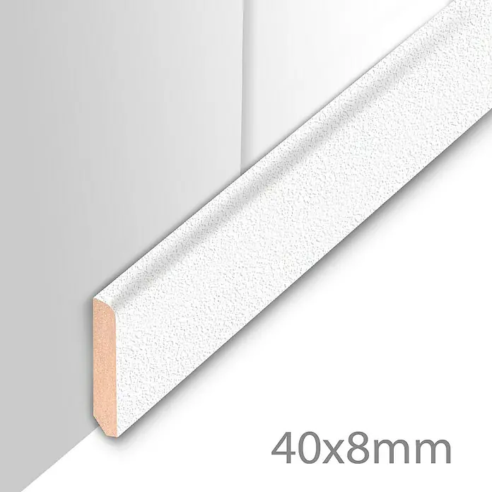 Plint - 260 cm x 4 cm x 8 mm, Stucco Wit, MDF - Close-up