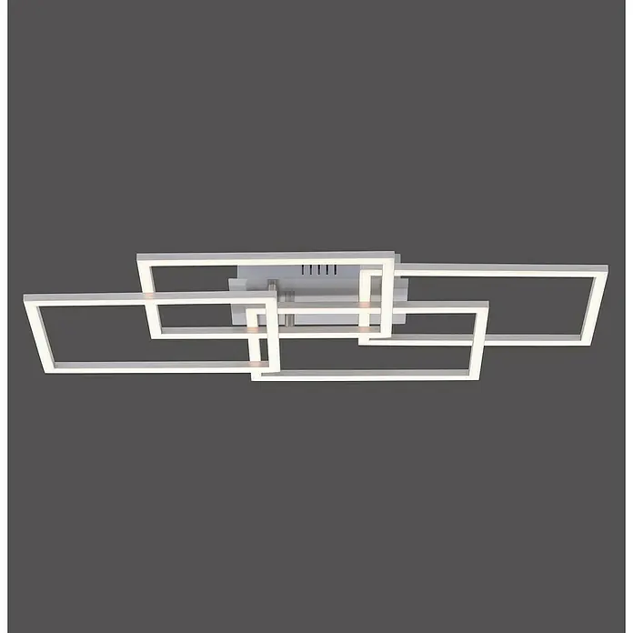 LeuchtenDirekt Plafón LED Iven - 38 W, L x An x Al: 34,5 x 70 x 9,5 cm, Níquel, Blanco, Blanco cálido - Foto ambiente
