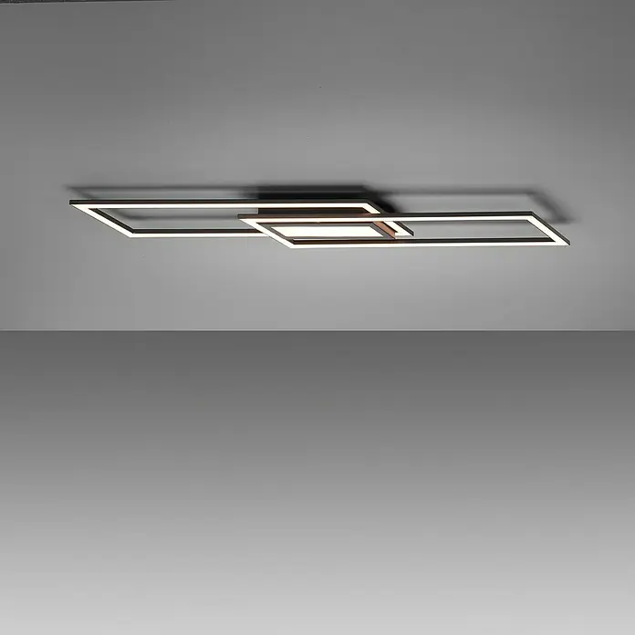 LeuchtenDirekt Plafón LED Asmin - 45 W, L x An x Al: 17,9 x 100 x 5 cm, Negro, Blanco, Blanco cálido - Foto ambiente