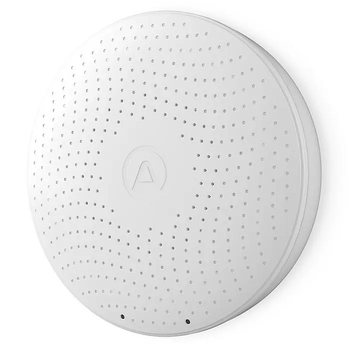 Airthings Luftqualitätsmonitor mit Radongasmelder Plus - Durchmesser: 119 mm, Batterielaufzeit: Bis zu 1,5 Jahre - Vorderansicht