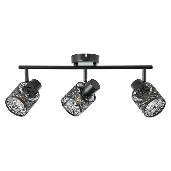 Brilliant Bano Deckenstrahler - 40 W, L x B x H: 12 x 43 x 17,5 cm, Schwarz, E14, 3 Stk. - Vorderansicht
