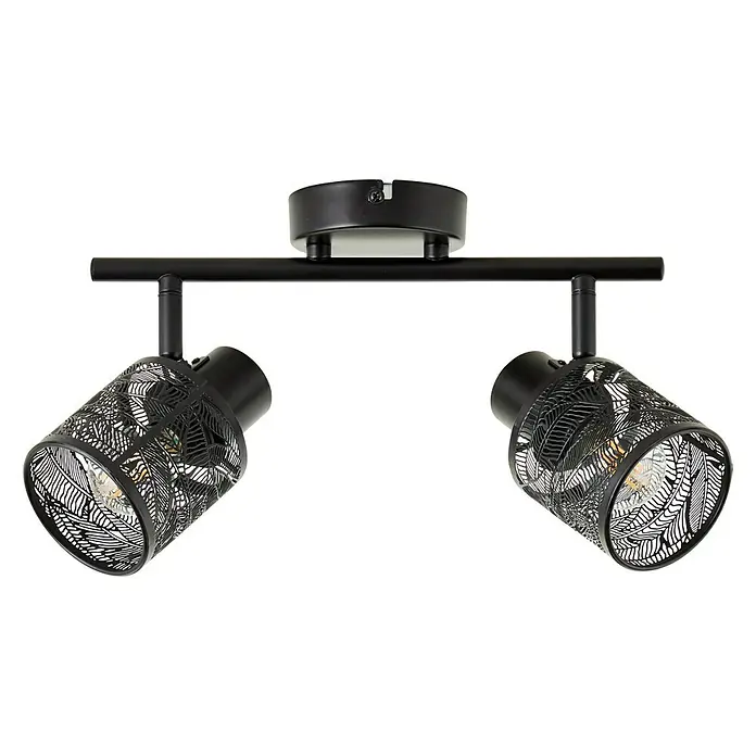 Brilliant Bano Deckenstrahler - 40 W, L x B x H: 12 x 34 x 17,5 cm, Schwarz, E14, 2 Stk. - Vorderansicht