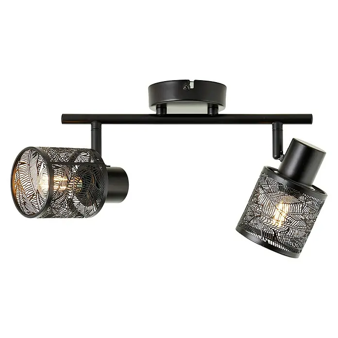 Brilliant Bano Deckenstrahler - 40 W, L x B x H: 12 x 34 x 17,5 cm, Schwarz, E14, 2 Stk. - Vorderansicht