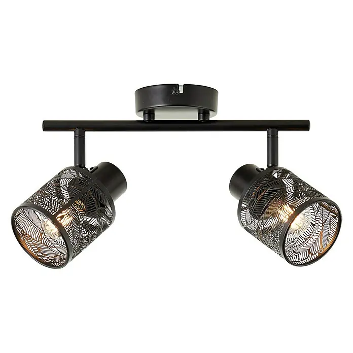 Brilliant Bano Deckenstrahler - 40 W, L x B x H: 12 x 34 x 17,5 cm, Schwarz, E14, 2 Stk. - Vorderansicht