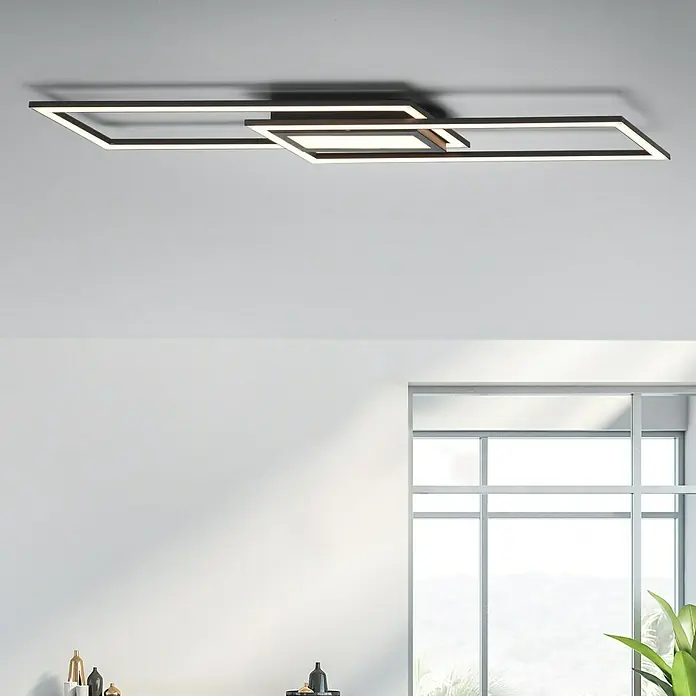 LeuchtenDirekt Plafón LED Asmin - 45 W, L x An x Al: 17,9 x 100 x 5 cm, Negro, Blanco, Blanco cálido - Detalle de la imagen