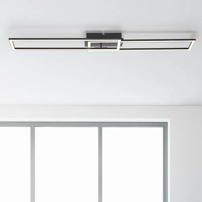 LeuchtenDirekt Plafón LED Iven - 36 W, L x An x Al: 193 x 73 x 4 cm, Negro, Blanco, Blanco cálido - Detalle de la imagen