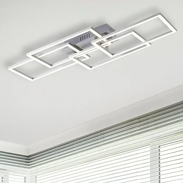 LeuchtenDirekt Plafón LED Iven - 27 W, L x An x Al: 33,5 cm x 54 cm x 7,5 mm, Níquel, Blanco, Blanco cálido - Detalle de la imagen