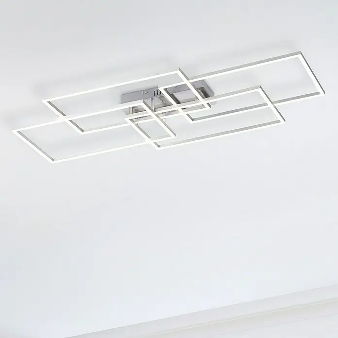 LeuchtenDirekt Plafón LED Iven - 48 W, L x An x Al: 51,5 x 95 x 9 cm, Níquel, Blanco, Blanco frío - Detalle de la imagen