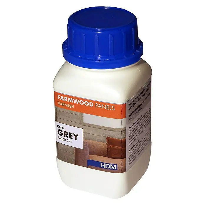 HDM Farmwood Vernis - Grijs, 250 ml - Diagonaal zicht