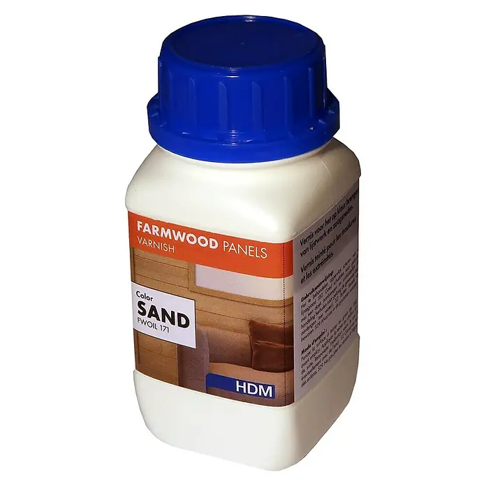 HDM Farmwood Vernis - Zandbeige, 250 ml - Diagonaal zicht
