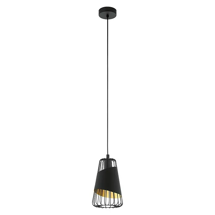 Eglo Pendelleuchte Austell - 60 W, Schwarz/Gold, E27