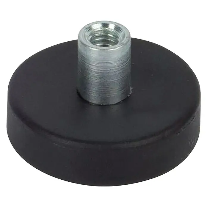 Fix-o-moll Topfmagnet Neodym Gewindebuchse gummiert - Durchmesser: 22 mm, Höhe: 13,5 mm, Traglast: 10 kg - Diagonale Ansicht