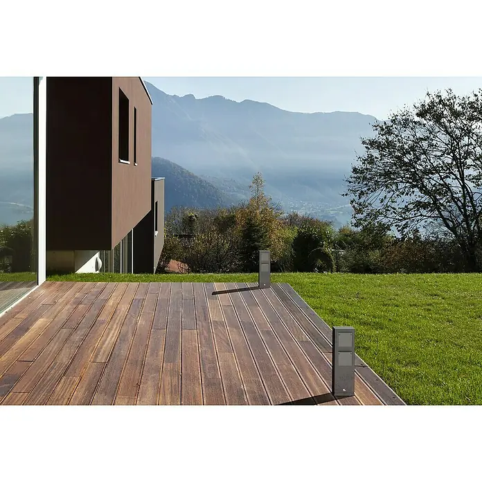 Lavida Milan Steckdosensäule - 2-fach, Grau, Höhe: 32 cm, IP44 - Stimmungsaufnahme