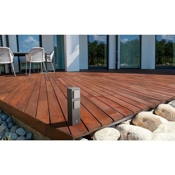Lavida Milan Steckdosensäule - 2-fach, Grau, Höhe: 32 cm, IP44 - Stimmungsaufnahme