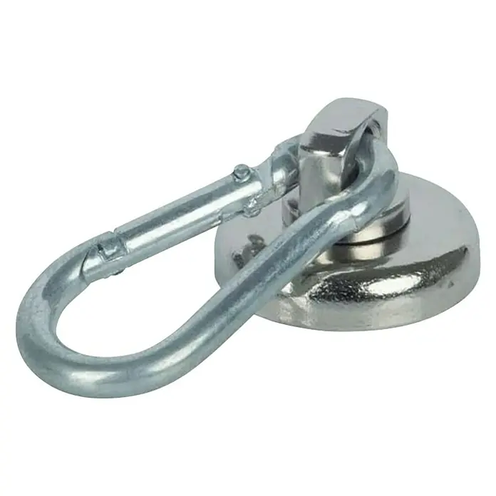 Fix-o-moll Topfmagnet Neodym mit Karabinerhaken -  - Diagonale Ansicht