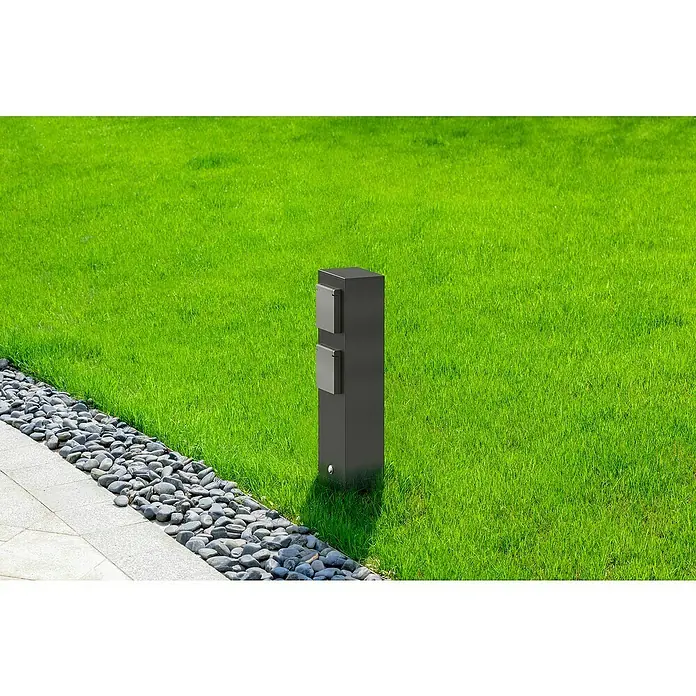 Lavida Milan Steckdosensäule - 2-fach, Grau, Höhe: 32 cm, IP44 - Stimmungsaufnahme