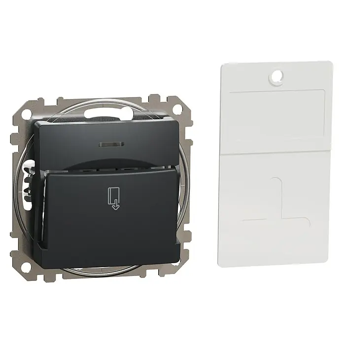 Schneider Electric Sedna Design & Elements Interruptor de tarjeta - Antracita, L x An x Al: 4,2 x 7,3 x 7,3 cm, 10 A - Vista angular