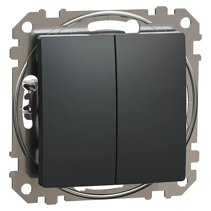 Schneider Electric Sedna Design & Elements Interruptor/Conmutador doble - Antracita, 10 AX, En pared - Vista angular