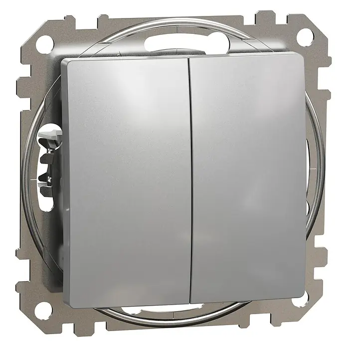 Schneider Electric Sedna Design & Elements Interruptor/Conmutador doble - Aluminio, 10 AX, En pared - Vista angular