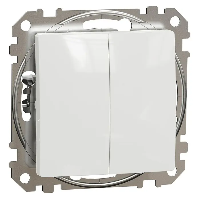 Schneider Electric Sedna Design & Elements Conmutador doble - Blanco, En pared, Plástico, 10 AX - Vista angular