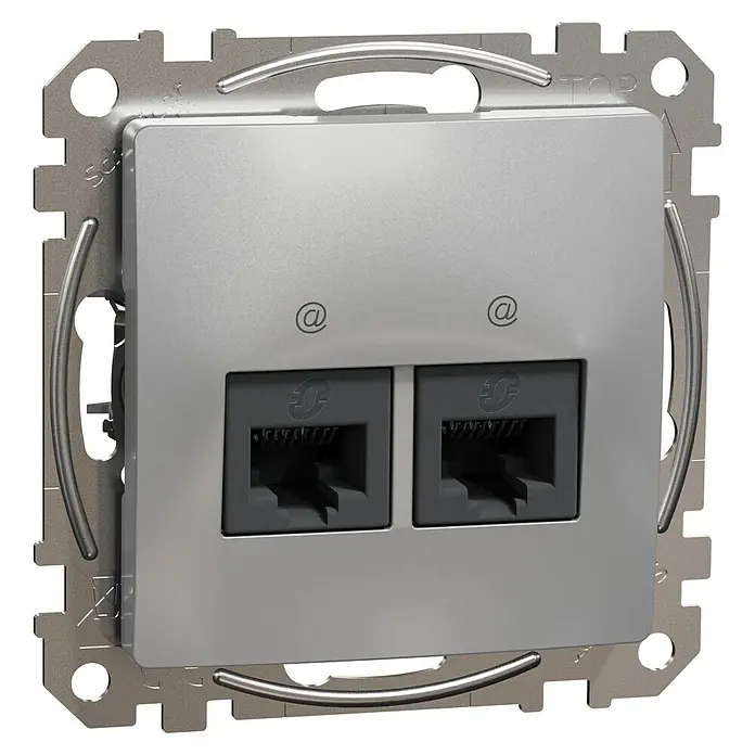 Schneider Electric Sedna Design & Elements Toma de red RJ45 UTP - Aluminio, x 2, Plástico, En pared - Vista angular