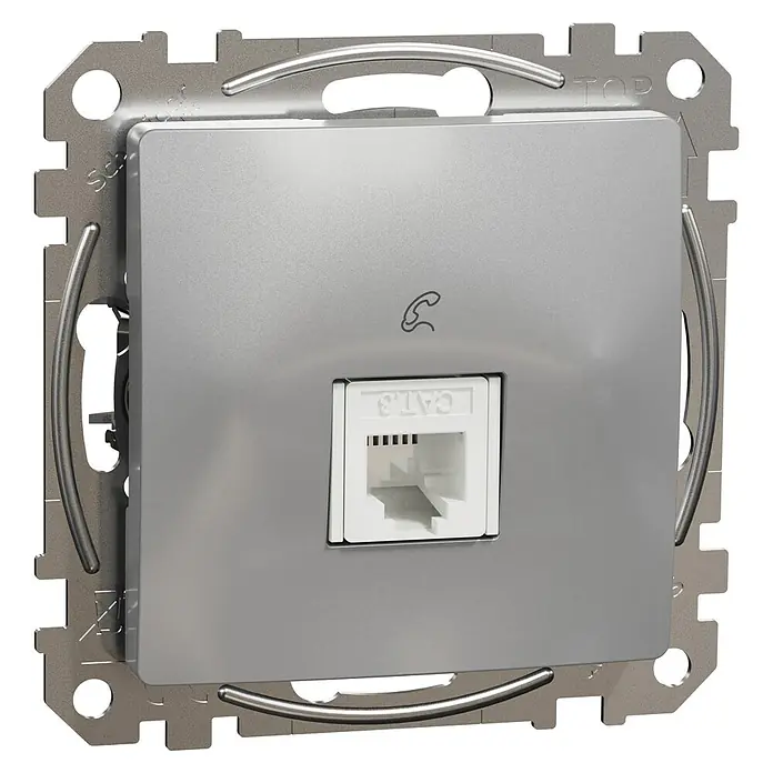 Schneider Electric Sedna Design & Elements Toma de teléfono - Aluminio, En pared, x 1 - Primer plano