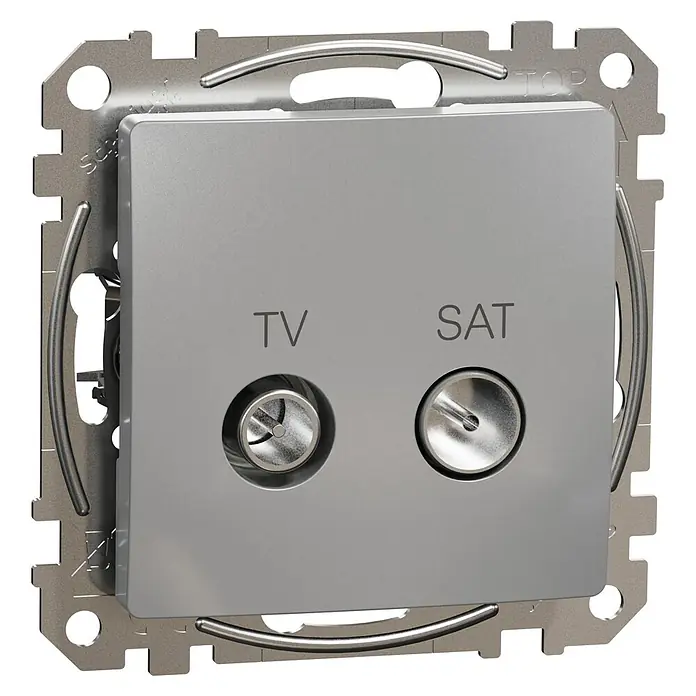 Schneider Electric Sedna Design & Elements Toma TV/SAT 4dB Final - Aluminio, Plástico, En pared - Vista angular