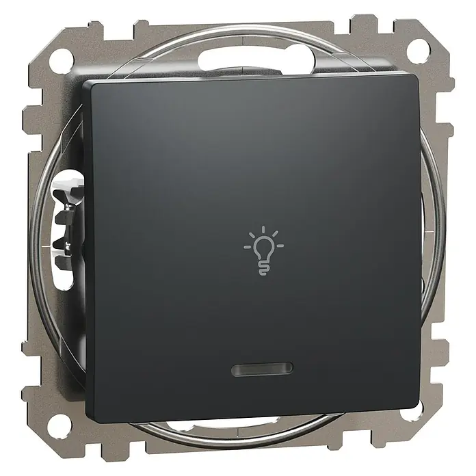 Schneider Electric Sedna Design & Elements Pulsador con luz LED - Antracita, 10 A, Plástico, En pared - Vista angular