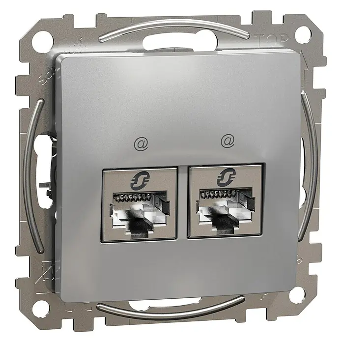 Schneider Electric Sedna Design & Elements Toma de red RJ45 STP - Aluminio, x 2, Plástico, En pared - Vista angular