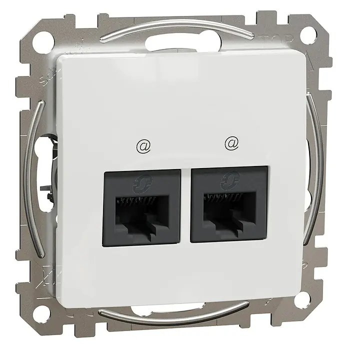 Schneider Electric Sedna Design & Elements Toma de red RJ45 UTP - Blanco, x 2, Plástico, En pared - Vista angular