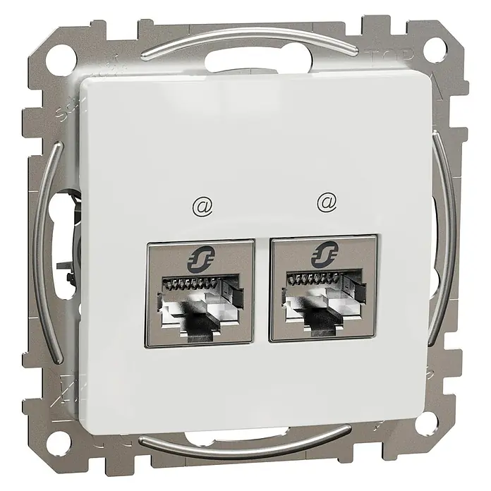 Schneider Electric Sedna Design & Elements Toma de red RJ45 STP - Blanco, x 2, Plástico, En pared - Vista angular