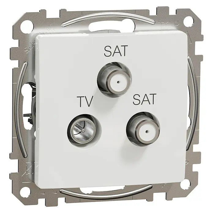 Schneider Electric Sedna Design & Elements Toma TV/SAT - SAT 4dB Final - Blanco, Plástico, En pared - Vista angular