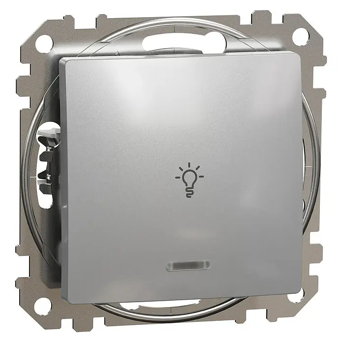 Schneider Electric Sedna Design & Elements Pulsador con luz LED - Aluminio, 10 A, Plástico, En pared - Vista angular