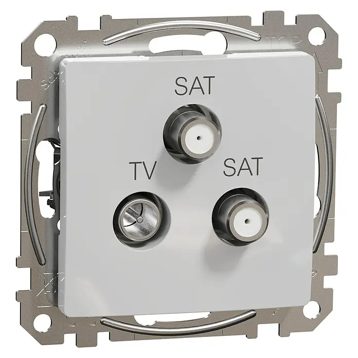 Schneider Electric Sedna Design & Elements Toma TV/SAT - SAT 4dB Final - Aluminio, Plástico, En pared - Vista angular