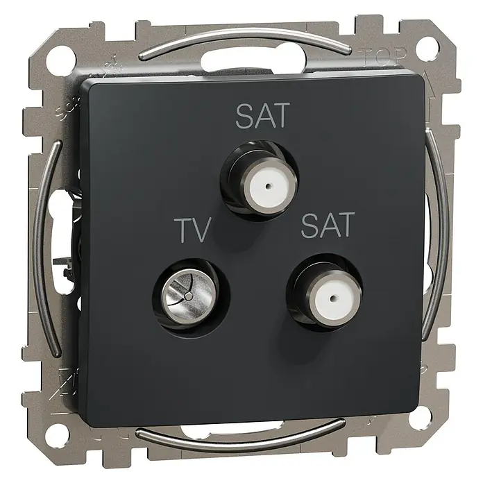 Schneider Electric Sedna Design & Elements Toma TV/SAT - SAT 4dB Final - Antracita, Plástico, En pared - Vista angular