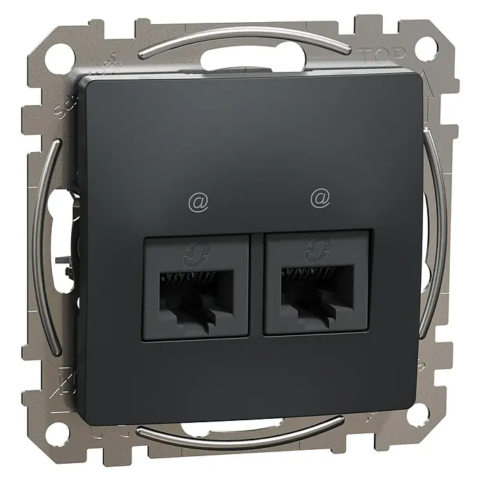 Schneider Electric Sedna Design & Elements Toma de red RJ45 UTP - Antracita, x 2, Plástico, En pared - Vista angular