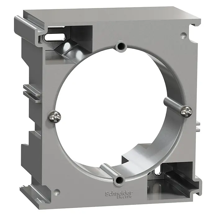 Schneider Electric Sedna Design & Elements Caja de superficie - 4,3 x 7,8 x 8,4 cm, En pared, Aluminio - Vista angular
