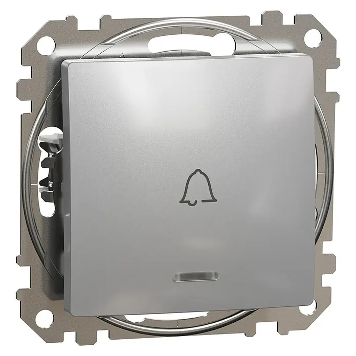 Schneider Electric Sedna Design & Elements Pulsador de timbre LED - Aluminio, 2,4 x 7,3 x 7,3 cm, Plástico - Vista angular