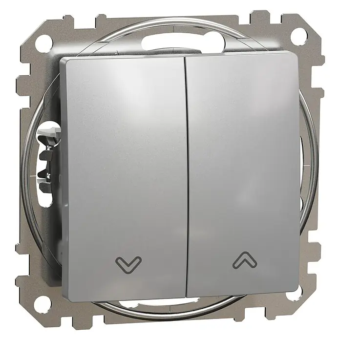 Schneider Electric Sedna Design & Elements Pulsador para persianas - Aluminio, 10 A, En pared - Vista angular