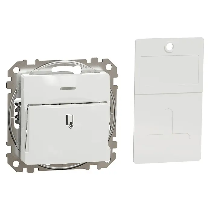 Schneider Electric Sedna Design & Elements Interruptor de tarjeta - Blanco, L x An x Al: 4,2 x 7,3 x 7,3 cm, 10 A - Vista angular