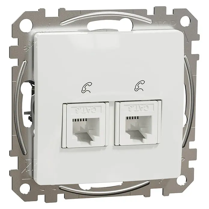 Schneider Electric Sedna Design & Elements Toma de teléfono - Blanco, En pared, x 2 - Vista angular