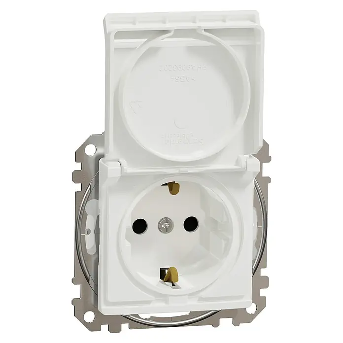 Schneider Electric Sedna Design & Elements Enchufe con tapa - Blanco, 16 A, En pared, IP44 - Vista angular