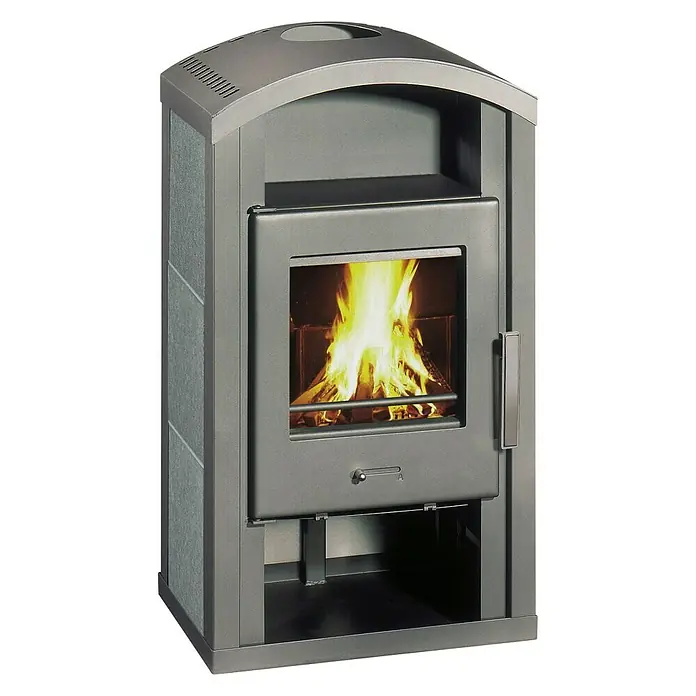 Wamsler Houtkachel Stella - 6 kW, Verwarmingscapaciteit: 132 m³, Bekleding: Natuursteen, Gietijzergrijs - Vooraanzicht