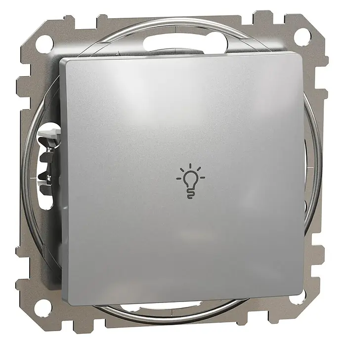 Schneider Electric Sedna Design & Elements Pulsador con luz - Aluminio, 10 A, Plástico, En pared - Vista angular