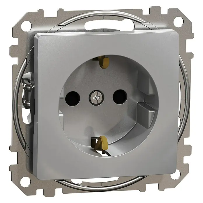 Schneider Electric Sedna Design & Elements Enchufe - Aluminio, 16 A, En pared - Vista angular
