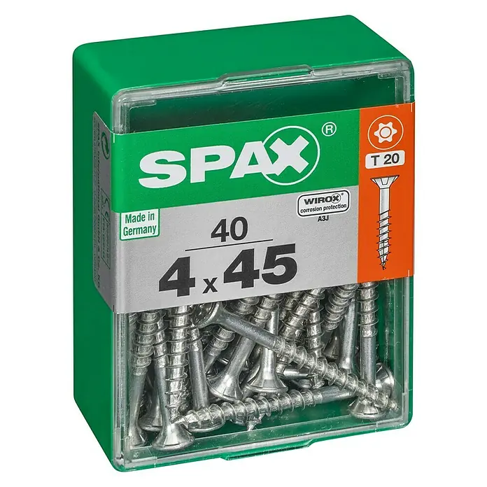 Spax Universalschraube T-Star plus - Ø x L: 4 x 45 mm, WIROX Oberfläche, T-Star plus, 40 Stk. - Linke Seitenansicht